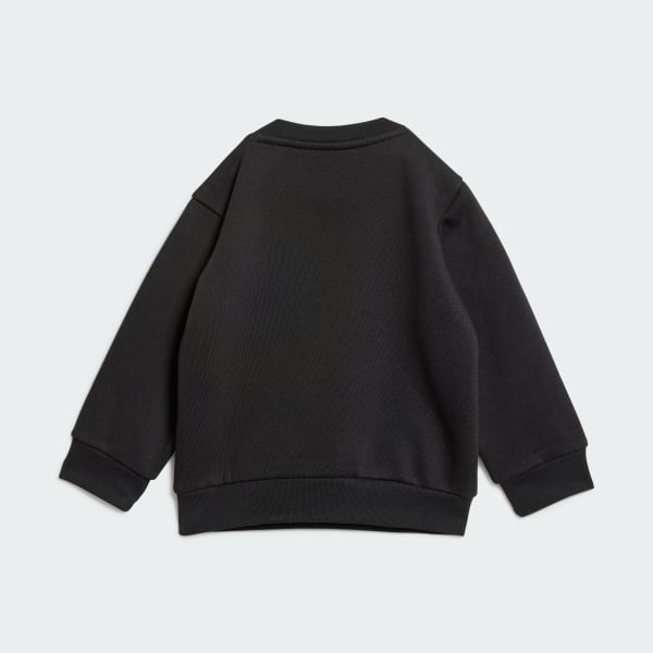 Negro Conjunto sudadera cuello redondo y pantalón (Bebé)