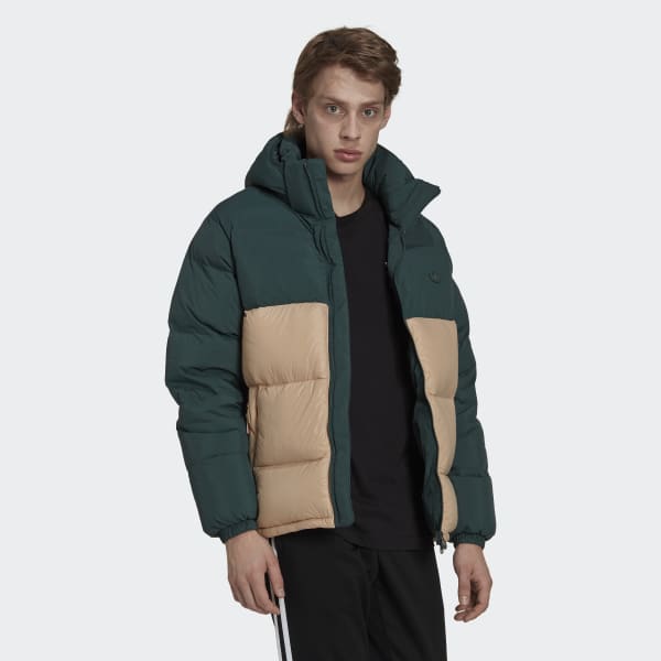 Grun Down Regen Hooded Puffer Daunenjacke