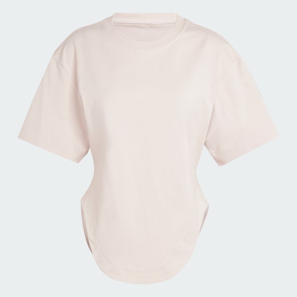 สีชมพู เสื้อยืดชายเสื้อโค้ง adidas by Stella McCartney Sportswear