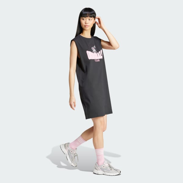 Negro Vestido sin Mangas adidas Originals x Hello Kitty Kuromi Estampado