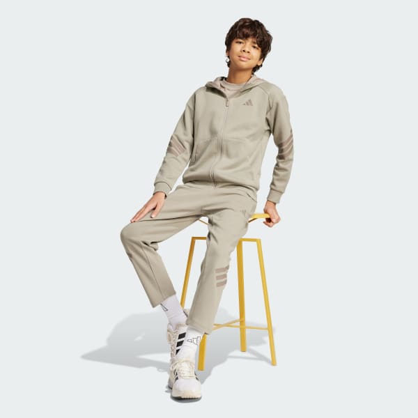 Beige Future Icons 3-Stripes Ankle-Length Pants Kids