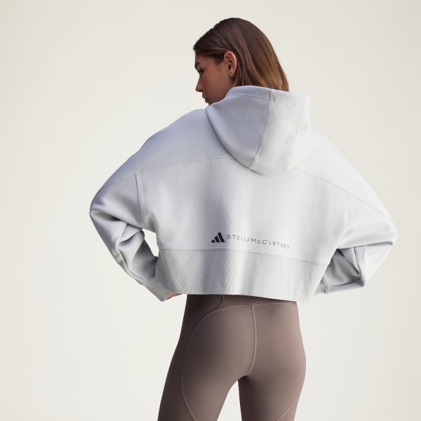 Abu-abu Hoodie Sportwear Crop adidas by Stella McCartney