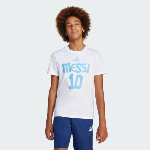 Hvid Messi Name and Number Graphic Kids T-shirt