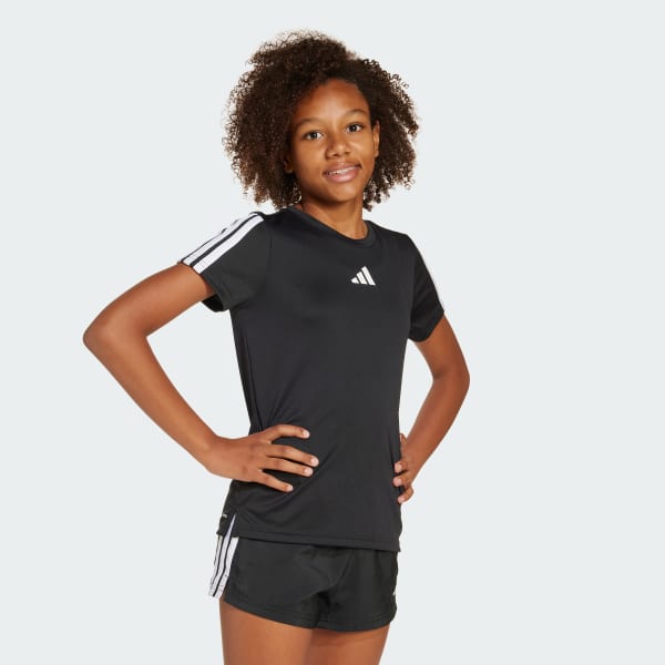 Negro Polera Training Essentials 3 Rayas Niños
