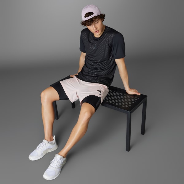 Pink adidas PrimeLift Workout Two-in-One Shorts