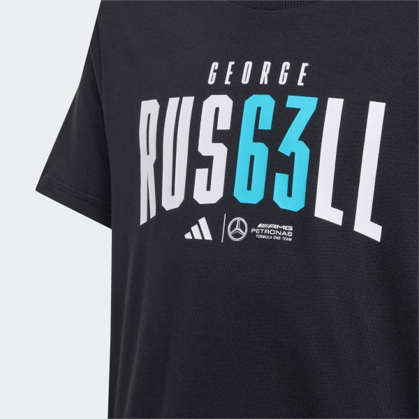 Preto T-shirt George Russell da Mercedes-AMG Petronas Formula One Team – Criança