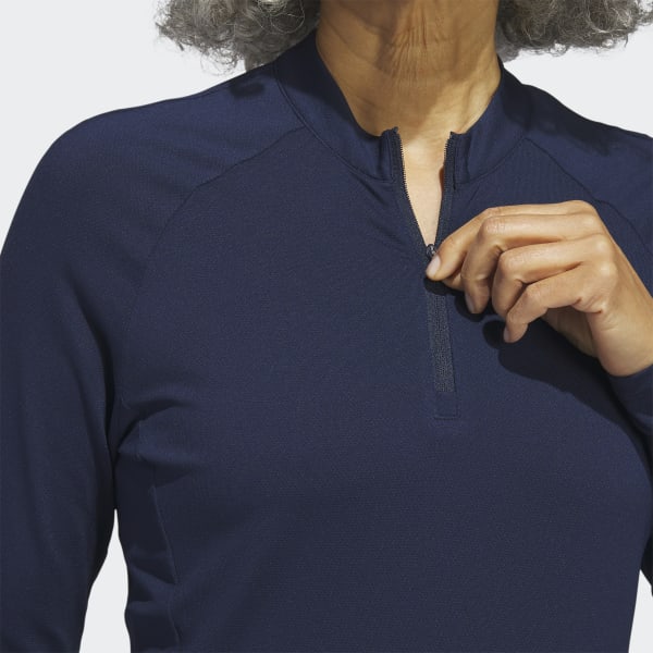 Niebieski Quarter-Zip Long Sleeve Golf Polo Shirt