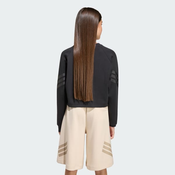 cierna MIKINA FUTURE ICONS 3 STRIPES CROPPED SWEATSHIRT