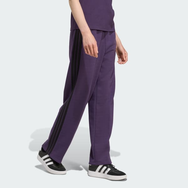 adidas Essentials 3-Stripes Open-Hem Fleece Pants - Purple | Free
