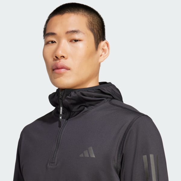 アディダスadidas×dry clean onlyデニムパーカー adidas Own The Run Winterized Hooded Half-Zip - Black | Free