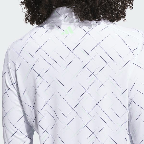 adidas Ultimate365 Printed Quarter-Zip Mock Neck Top - White