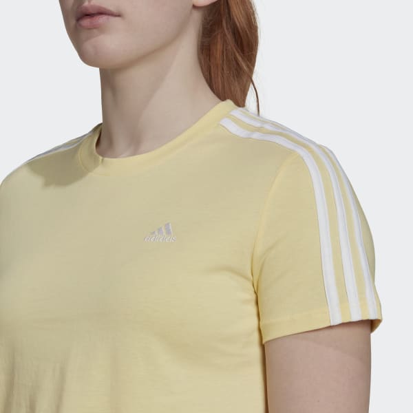Yellow Essentials Loose 3-Stripes Cropped Tee