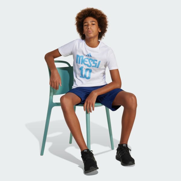 White Messi Name and Number Graphic Tee Kids