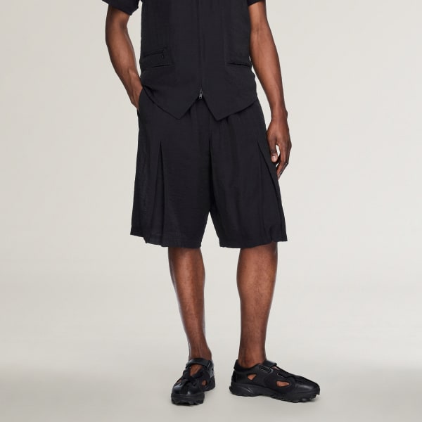 Siyah Y-3 CRINKLE PİLİLİ ŞORT