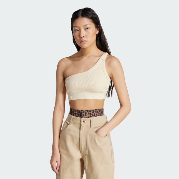 Branco Top Canelado One-Shoulder