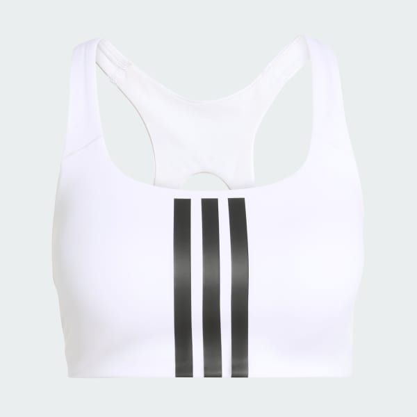 White Optime Workout 3-Stripes Medium Support Bra