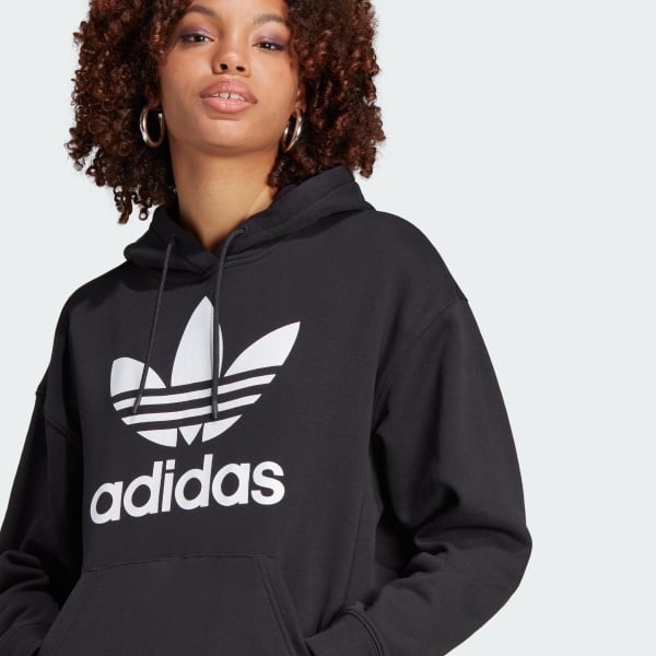 Adidas trefoil hoodie schwarz sales