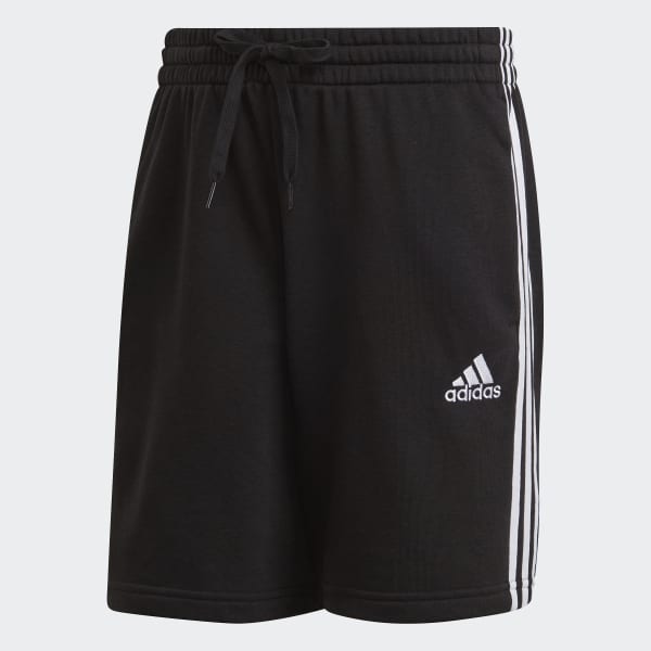 Black Essentials French Terry 3-Stripes Shorts