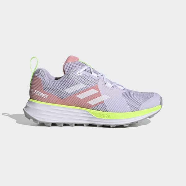 pink and purple running shoes
