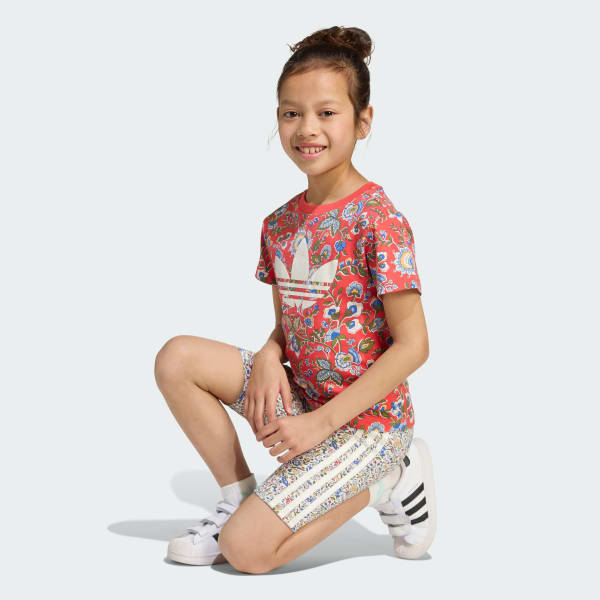 Rojo Conjunto de camiseta y shorts para niños adidas Originals x Liberty London