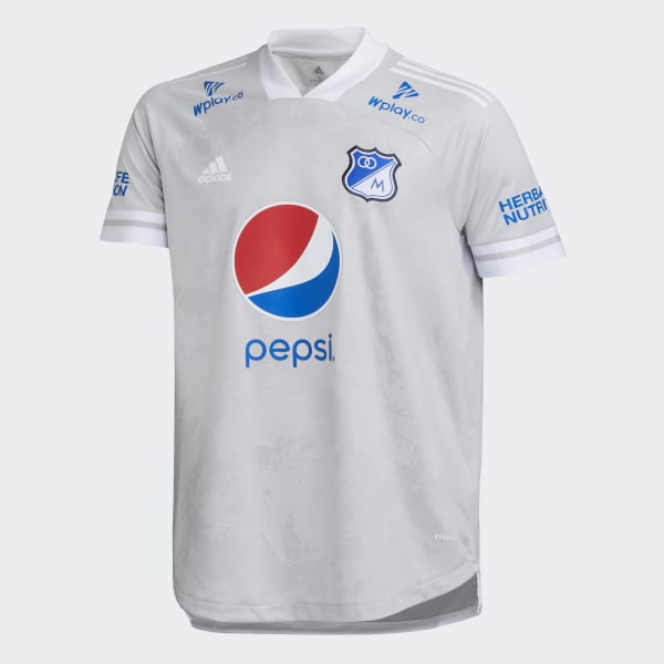 Brote Delgado Pequeño adidas Camiseta de Visitante Millonarios FC - Gris | adidas Colombia