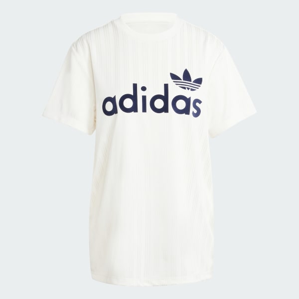 White Linear Graphic Boyfriend Tee
