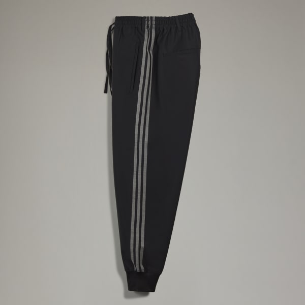zwart Y-3 3-Stripes Refined Wool Cuffed Broek