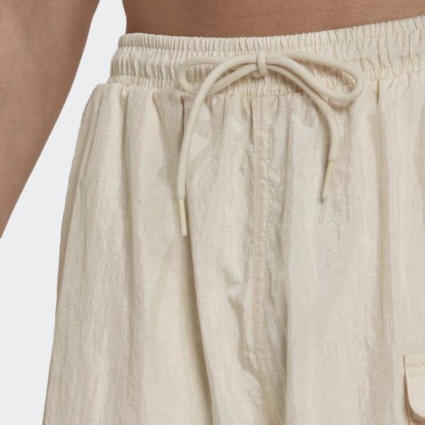 Beige Reveal Material Mix Shorts