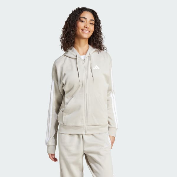 Essentials 3-Stripes Full-Zip Fleece Hoodie