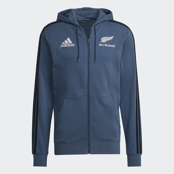 Blue All Blacks Rugby 3-Stripes Hoodie