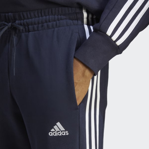 Blu Pantaloni Essentials French Terry Tapered Cuff 3-Stripes