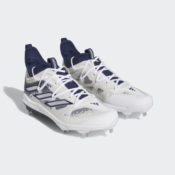 Navy blue and white baseball cleats top