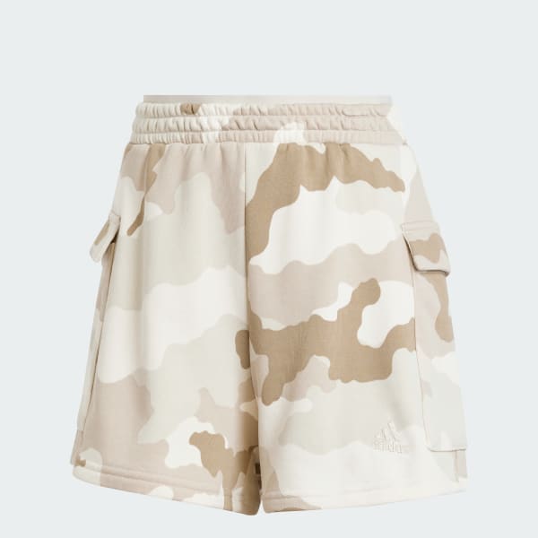 Beige Shorts Cargo Essentials 3 Franjas Estampado de Camuflaje