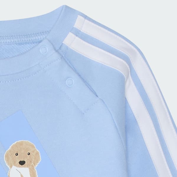 Blue Long Sleeve 3-Stripe Puppy Coverall

