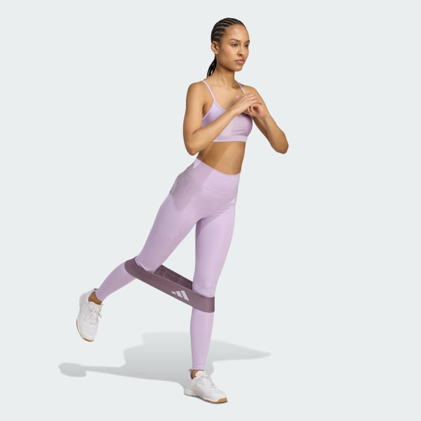 Purple Optimé Essentials Stash Pocket Full-Length Leggings