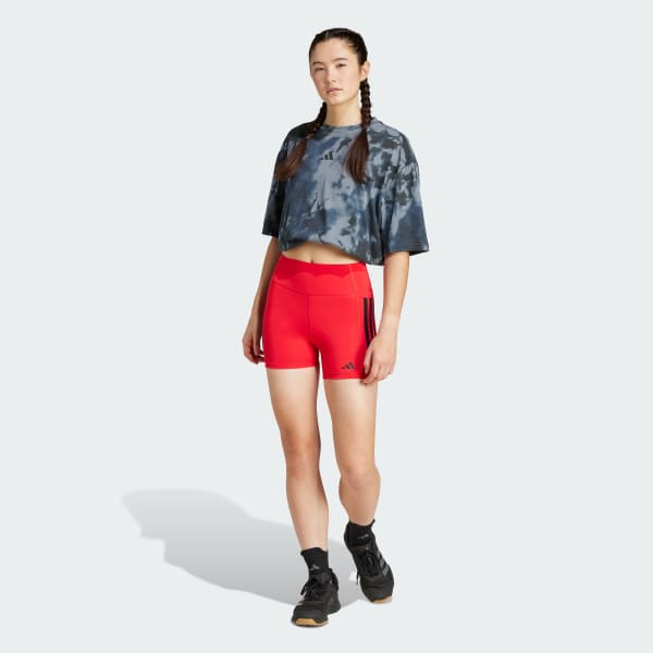 adidas Optimé 3-Stripes 1/4 Short Leggings Red adidas India