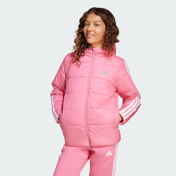 Rosa Casaco Acolchoado 3-Stripes Essentials — Criança