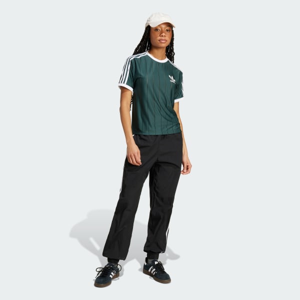 グリーン アディカラースリーストライプス ピンストライプ半袖Tシャツ 