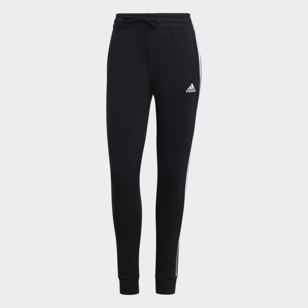 Negro Pants Essentials 3 Franjas Tela Fleece
