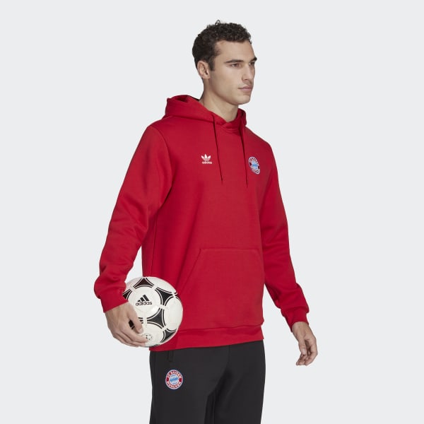 Czerwony FC Bayern Essentials Trefoil Hoodie BUT34