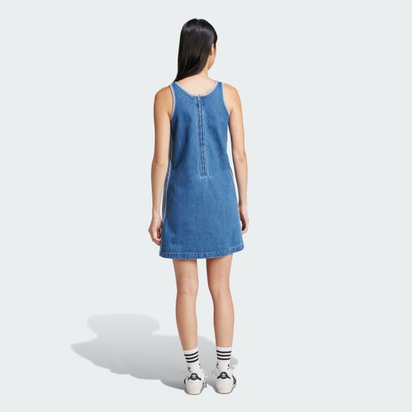 Blau Adicolor Denim 3-Streifen Tanktop-Kleid