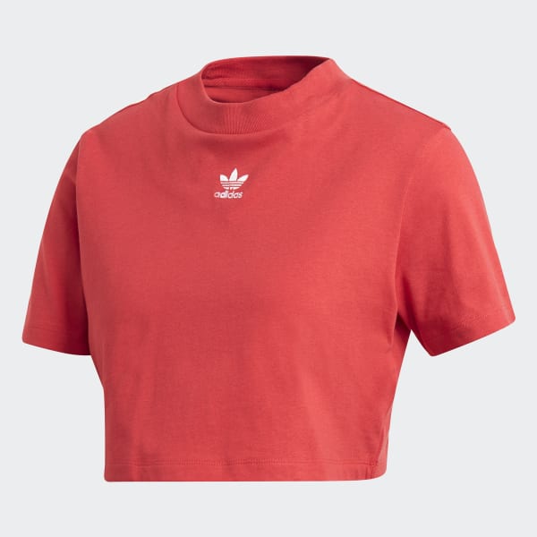 adidas Trefoil Essentials Cropped Tee Red adidas New Zealand