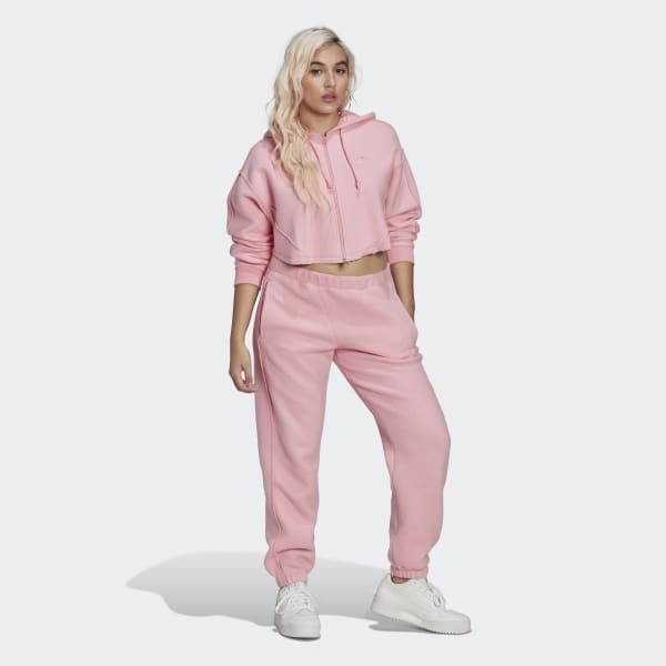 Pink Crop Full-Zip Loungewear hættetrøje CC395