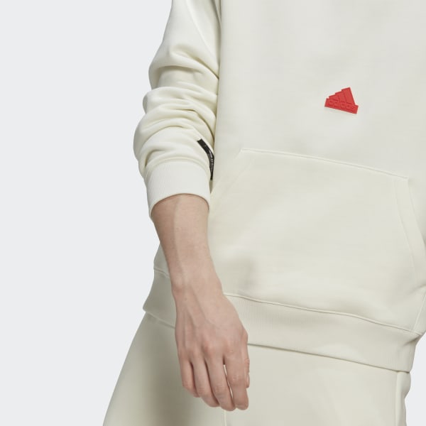 White Fleece Hoodie KS813