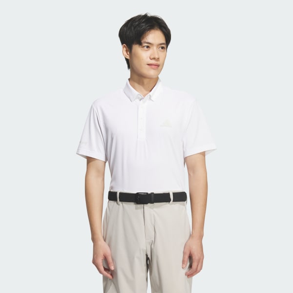 White PIQUE BUTTON DOWN 숏 슬리브 폴로 셔츠