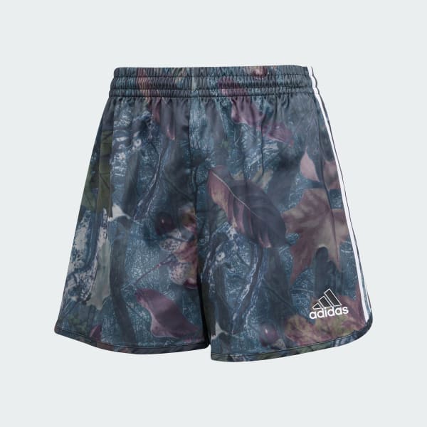 Black adidas Originals Leaf Camo Print Satin Shorts