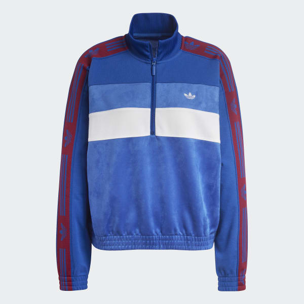 adidas Sweat shirt en suede a demi zip colorblock avec bande Bleu adidas Canada