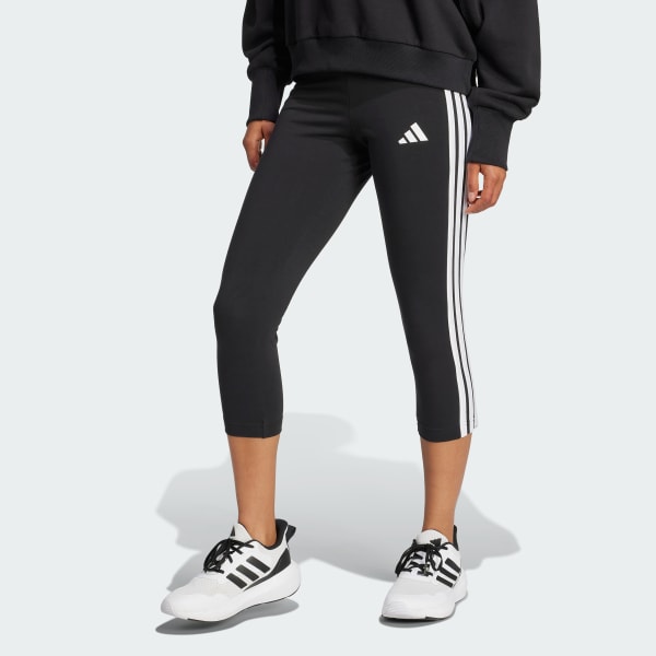 Sort Essentials 3-Stripes leggings 3/4 længde
