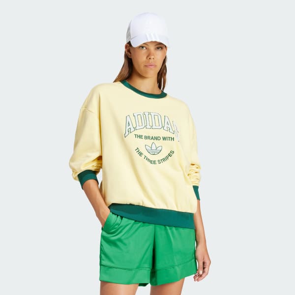 adidas Women's Lifestyle VRCT Graphic Sweatshirt - Yellow adidas US