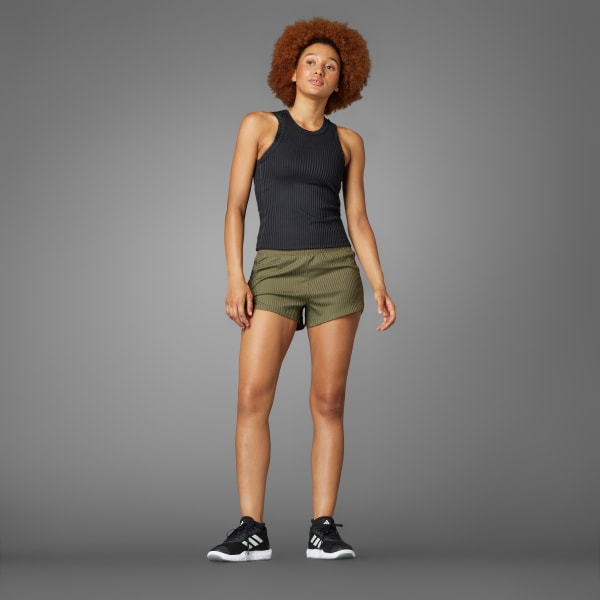 Zielony Szorty Pacer All Gym Seasonal Rib High-Rise Tonal 3-Stripes